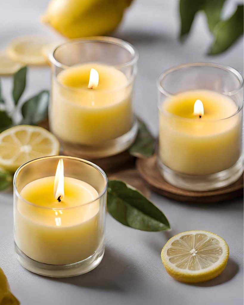 yellow lemon scented candles