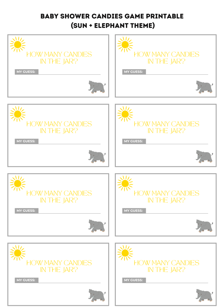sunshine baby shower printable game
