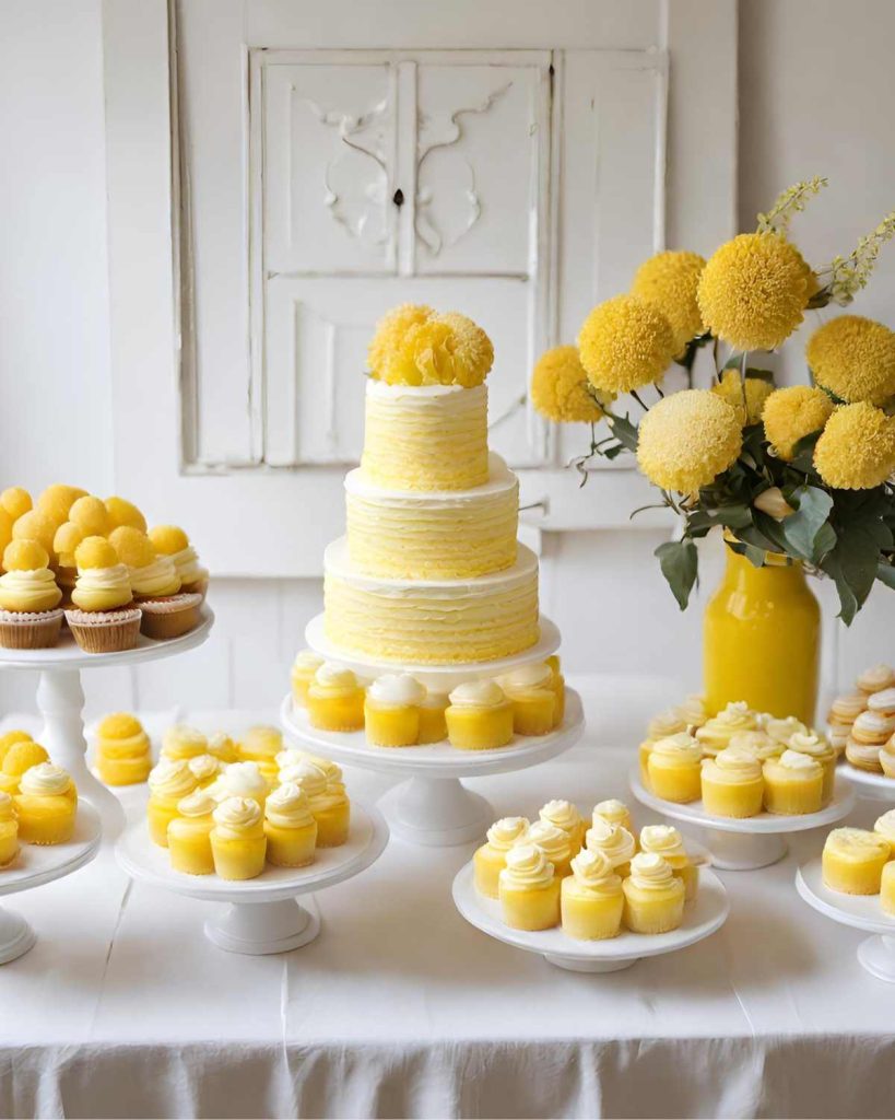 yellow baby shower dessert bar